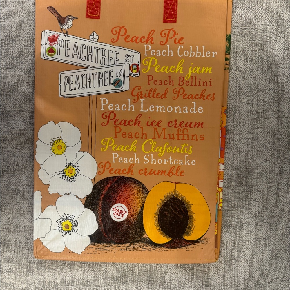 Trader Joe's Peach Themed Tote Bag